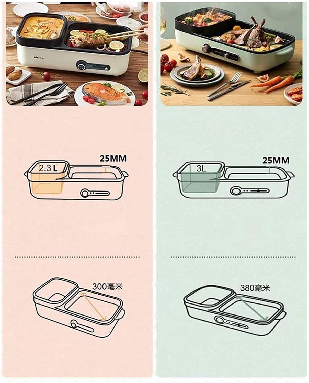 BBQ Hotpot Electric Grill Indoor Hot Pot Multifunctional, Indoor Teppanyaki Grill/Shabu Shabu Pot for 2-6 People, 220V