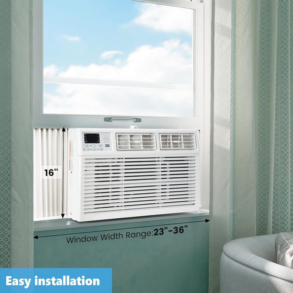 Electactic Window Air Conditioner, 12000 BTU Window AC Unit, Cooling Room 550sq.ft, Fast Cooling, 24H Timer, Dehumidifier Mo, Energy Saving, Remote Control for Living Room, Bedroom, Office