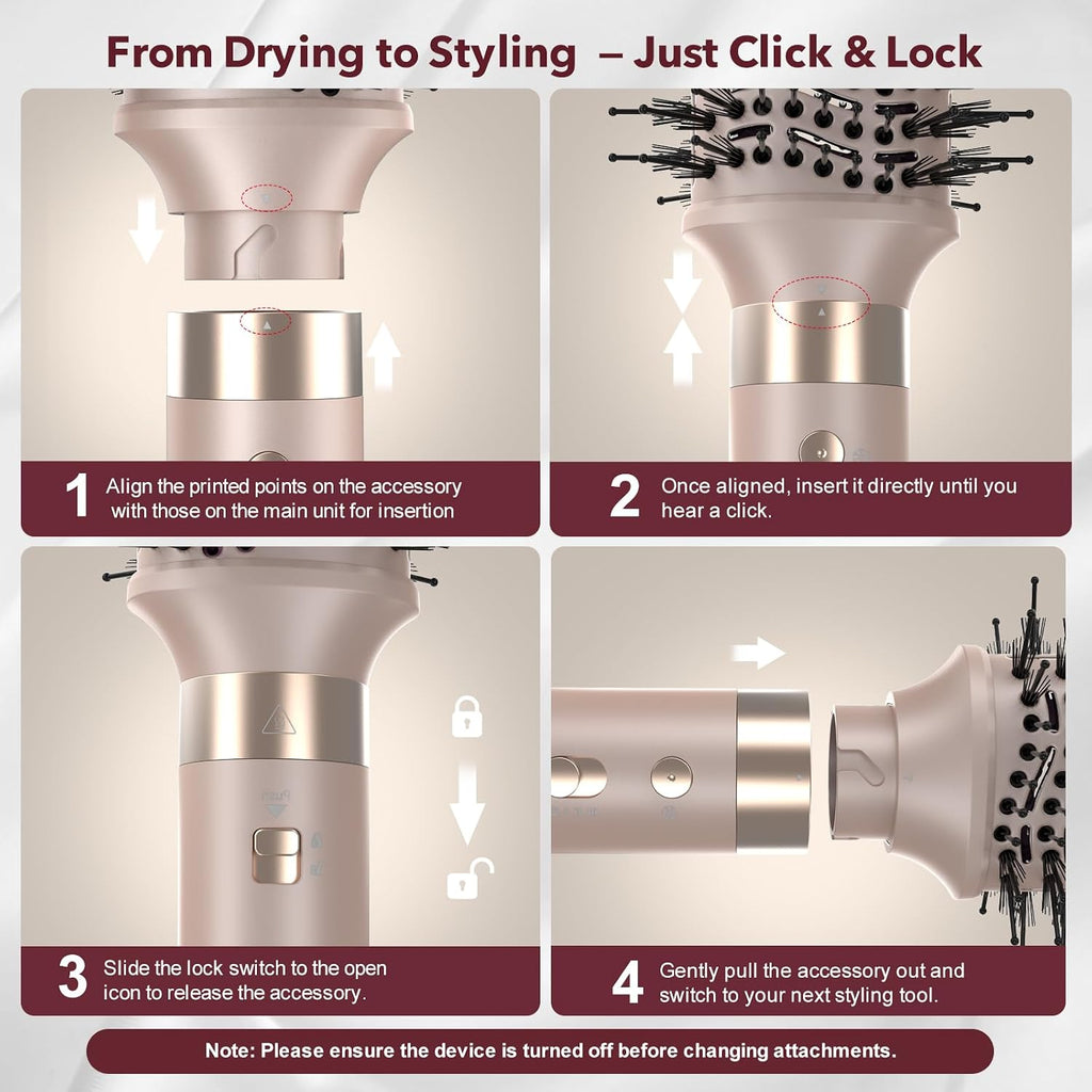 StyleVibe 8-in-1 Air Styler, Hair Dryer & Blow Dryer Brush with Travel Case - Auto Wrap Curls (L/R), Fast Drying, Thermal Round Brush for Smooth Blowouts & Frizz-Free Volume, No Heat Damage