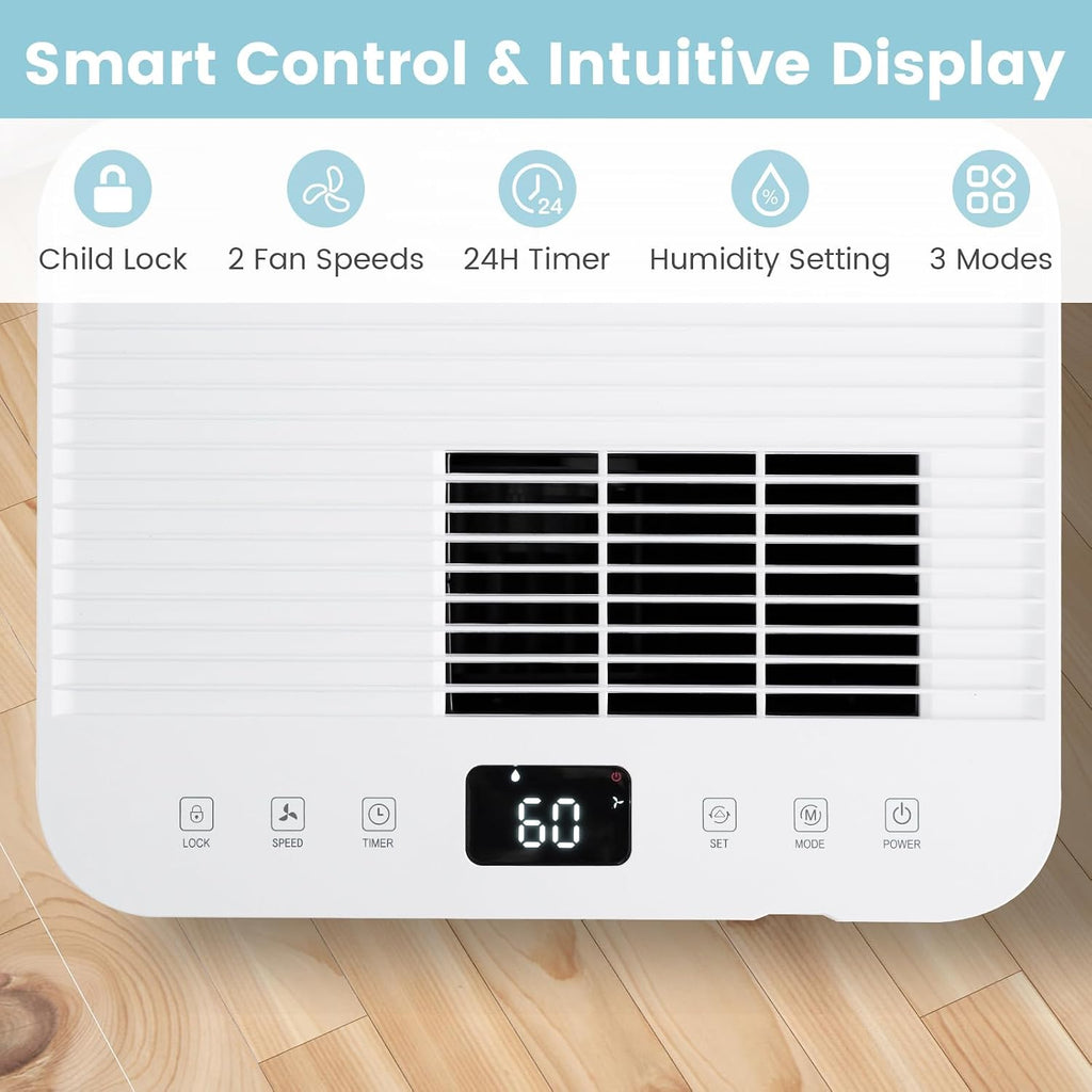 ARLIME 4500 Sq.Ft Dehumidifier for Home, 54 Pints Dehumidifier for Bathroom Bedroom Basement w/Drain Hose, 3 Modes, LED Display, 3-Color Indicator Light, 24H Timer, Child Lock & Auto Defrost