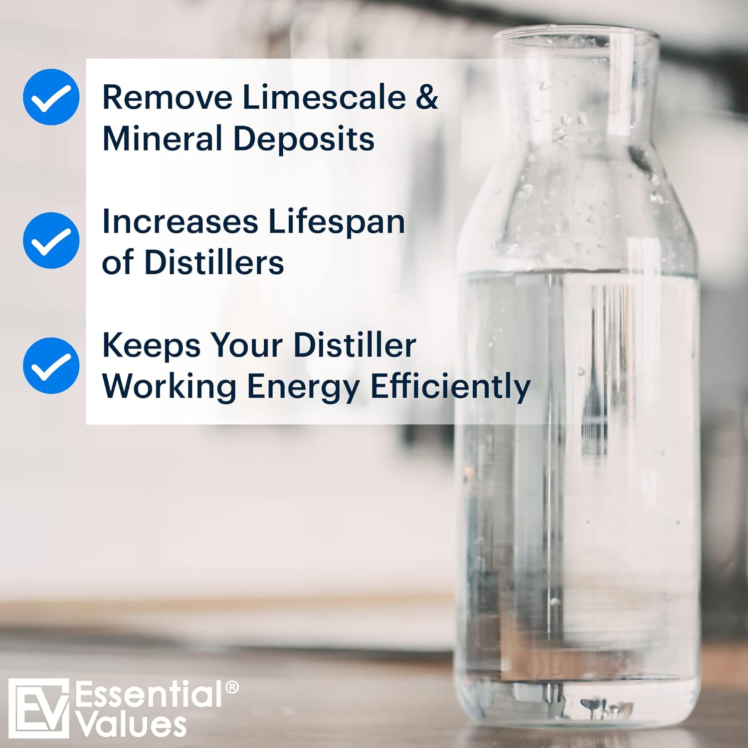 Essential Values Universal Descaler - Espresso Descaling Solution - Coffee Machine Cleaner - Critic Acid Tea Kettle Urn Water Distiller Cleaner - Manufactured in USA - 8 Pack