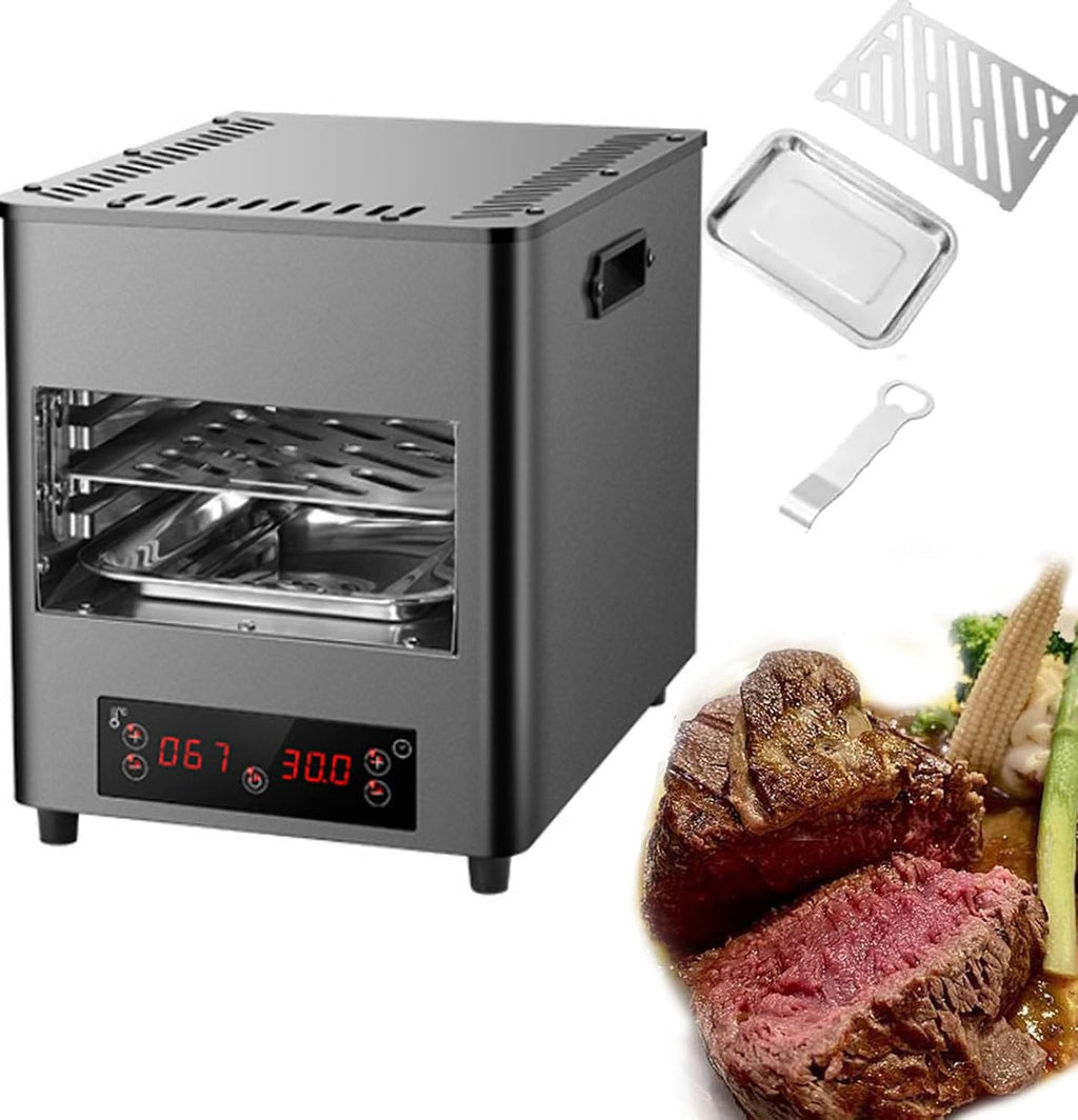 1700W Smokeless Electric Steak Broiler, Portable Indoor BBQ Grill with Timer & Temp Controller, Stainless Steel Steak Cooking Machine for Meat Burger Pizza (1 Grill+1 Tray+1 Clip),A