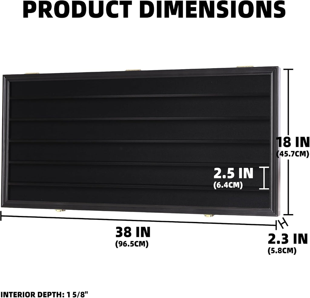 HO Scale Model Train Display Case Rack Wall Cabinet Wall Shelves Compatible with Hot Small Car Wheels 1:64 ad 1:43 Scale Toy Cars w/98% UV Protection- Lockable (Black Finish)