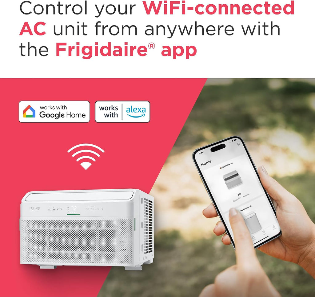 Frigidaire Gallery 10,000 BTU Smart Inverter Window Air Conditioner with Wi-Fi, Energy Star Most Efficient Certification & Indoor Air Quality Monitoring, Cools Up to 450 Sq. Ft., Ultra Quiet, White