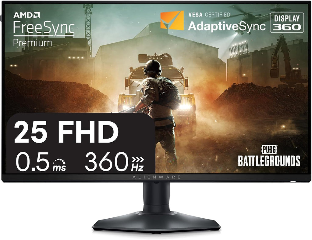 Alienware 25 Gaming Monitor AW2523HF 24.5' IPS LED Full HD (1920 × 1080) 360Hz Display - AMD FreeSync - VESA - Monitor (USB, HDMI) Height/Tilt/Swivel/Pivot Adjustability - Dark side of the Moon