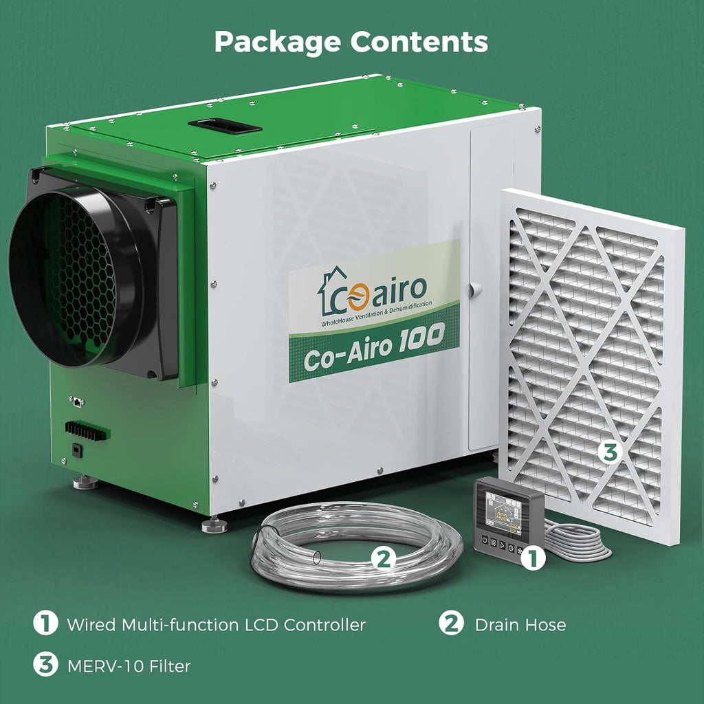 Whole House Dehumidifier 90 Pint with Fresh Air Function, Crawl Space Dehumidifier with Drain Hose Up to 2300 sq. ft. for Grow Tent, Whole House, Commercial, Basement, Water Damage