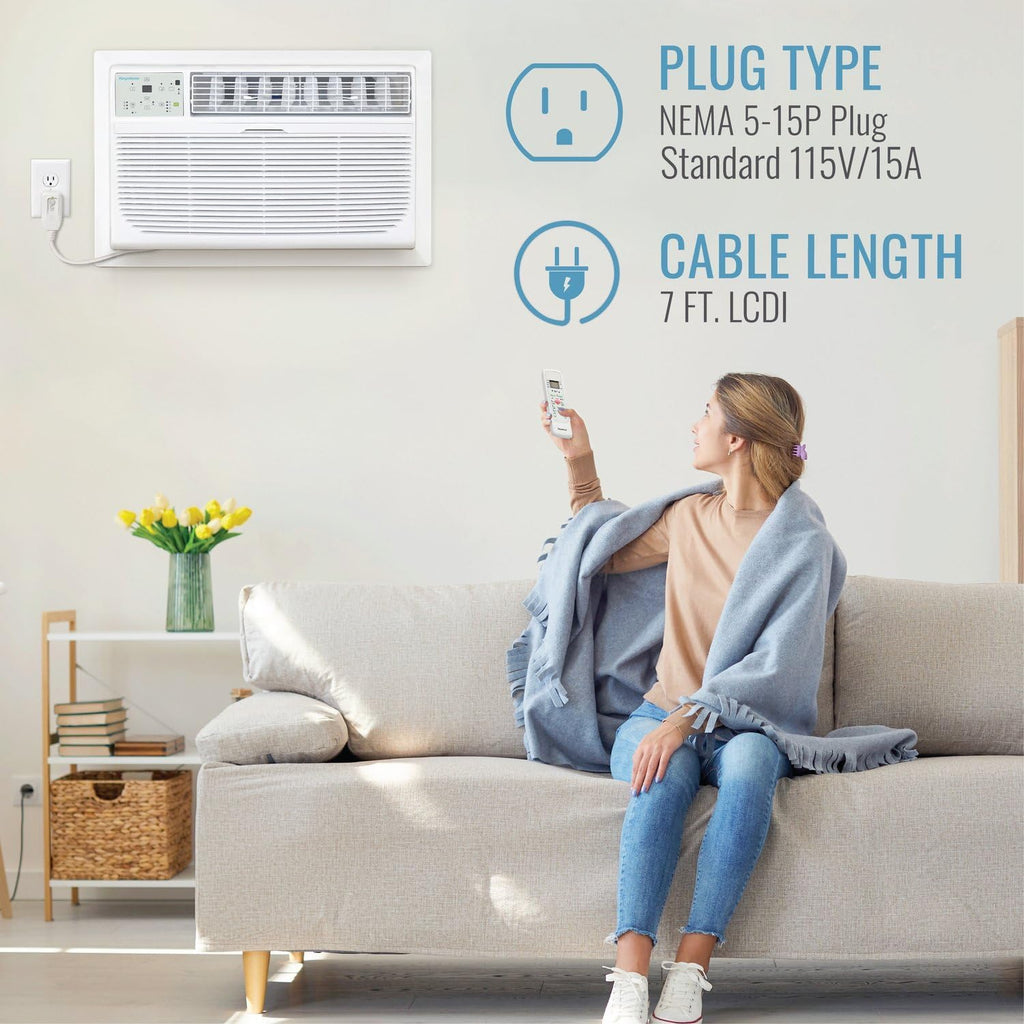 Keystone 10,000 BTU Through the Wall Air Conditioner and Dehumidifier, 115V, Through the Wall AC Unit for Bedroom, Bathroom, Nursery, Small-Medium Sized Rooms up to 450 Sq.Ft., Quiet, High Efficiency