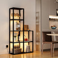 VILICK Display Shelf with LED Light Standing Floor Lamp with Glass Storage Shelves for Collectibles, 5 Tier Tall Corner Shelf Open Curio Cabinet for Living Room, Bedroom, Office, Home Decor