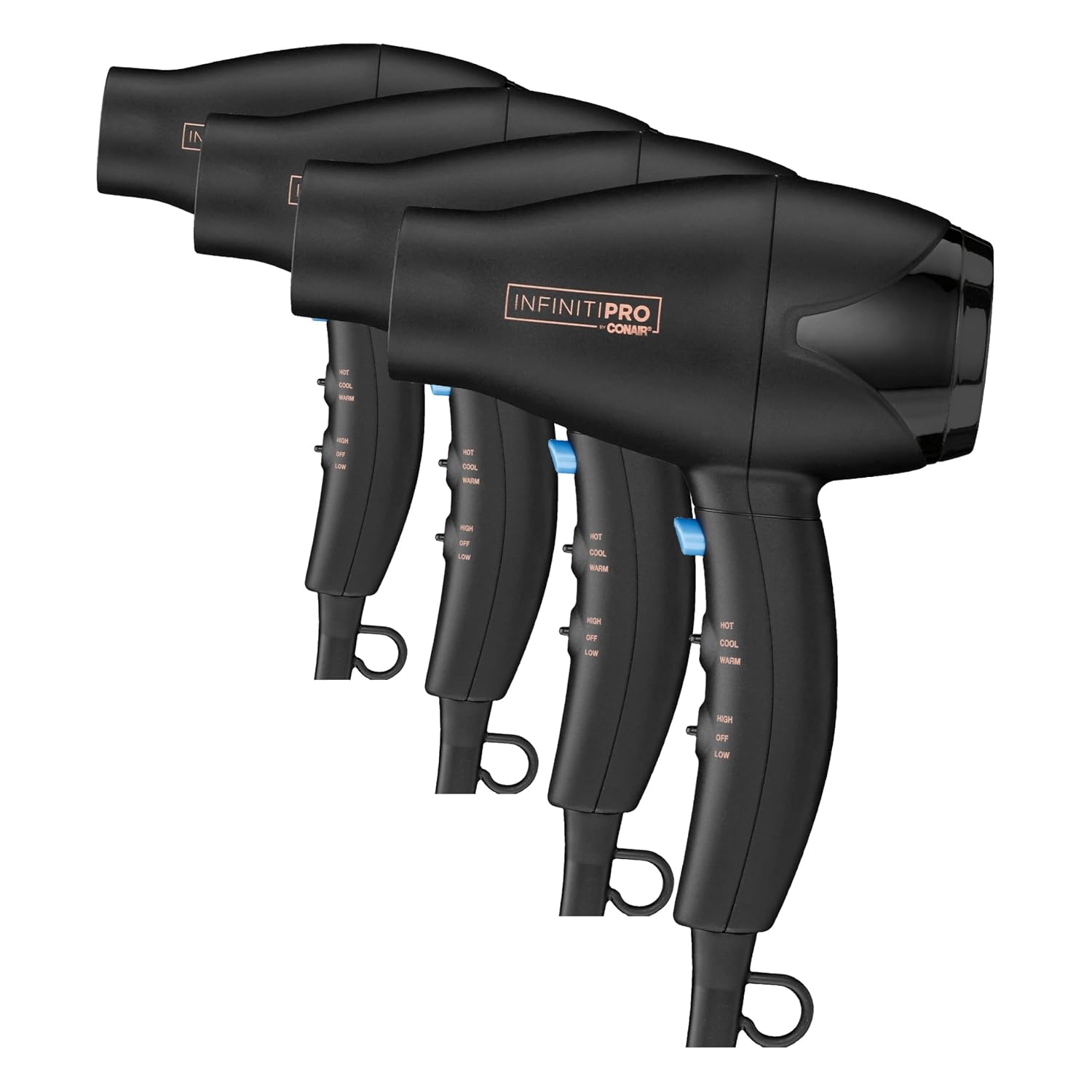 INFINITIPRO by CONAIR Travel Hair Dryer, Mighty Mini Compact Lightweight Professional AC Motor Hair Dryer| (Pack of 4)