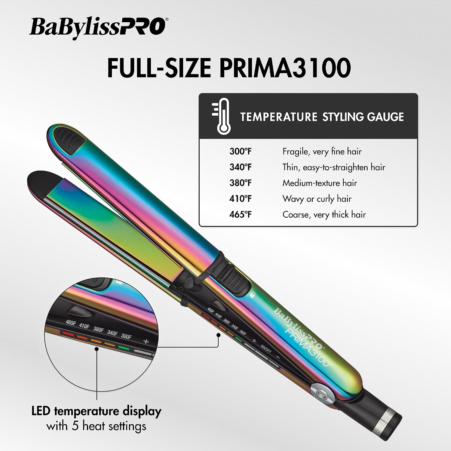 BaBylissPRO Nano Titanium Prima Ionic Hair Straightener – Professional Flat Iron & Curling Iron in One for Stylists, Pro Styling Hair Tool