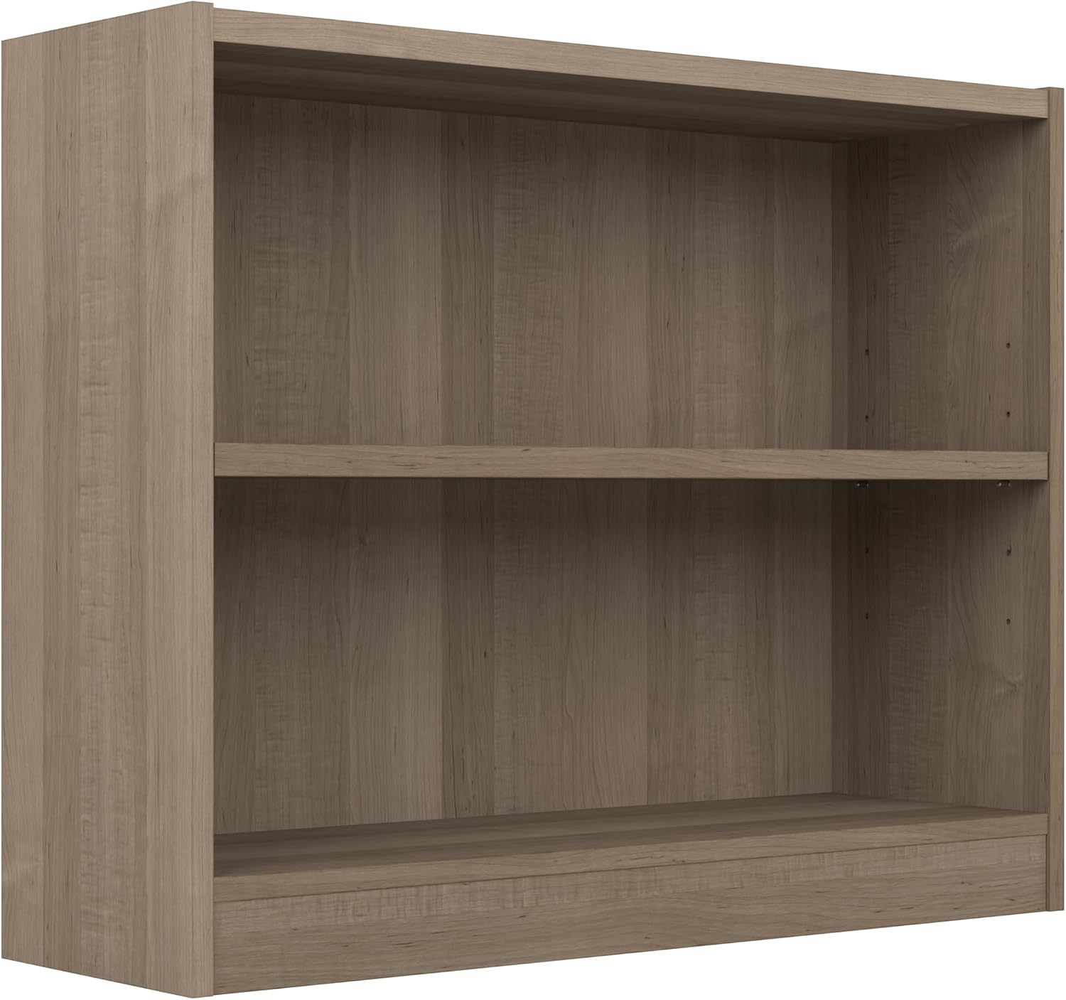 Bush Home Small 2 Shelf Bookcase, 2 Tier Bookshelf Storage Cabinet with Adjustable Shelf for Living Room, Bedroom or Home Office, Universal Collection, Ash Gray