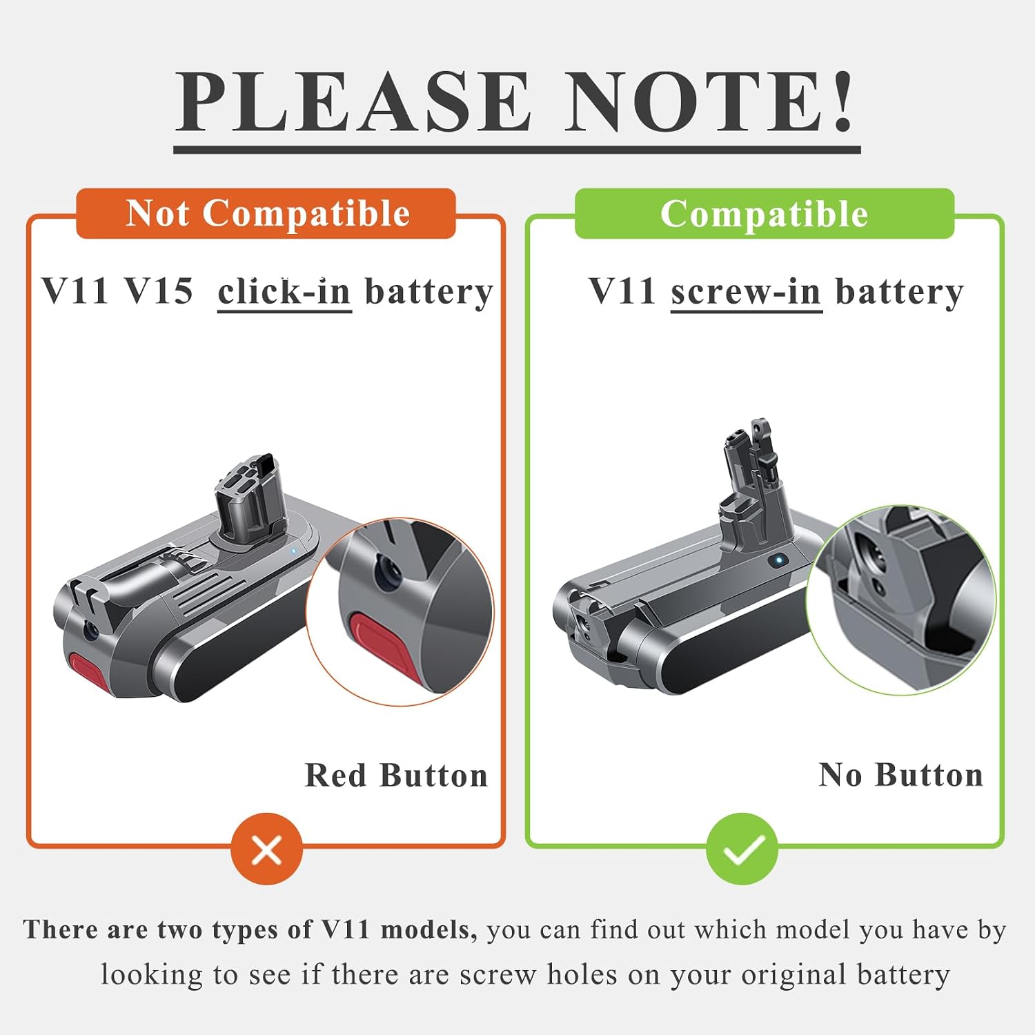 5.8Ah Battery Replacement for V11 Screw-in Battery SV14【Not for Click-in Type】 25.2V Compatible with V11 Animal Cordless Vacuum Screw in Type