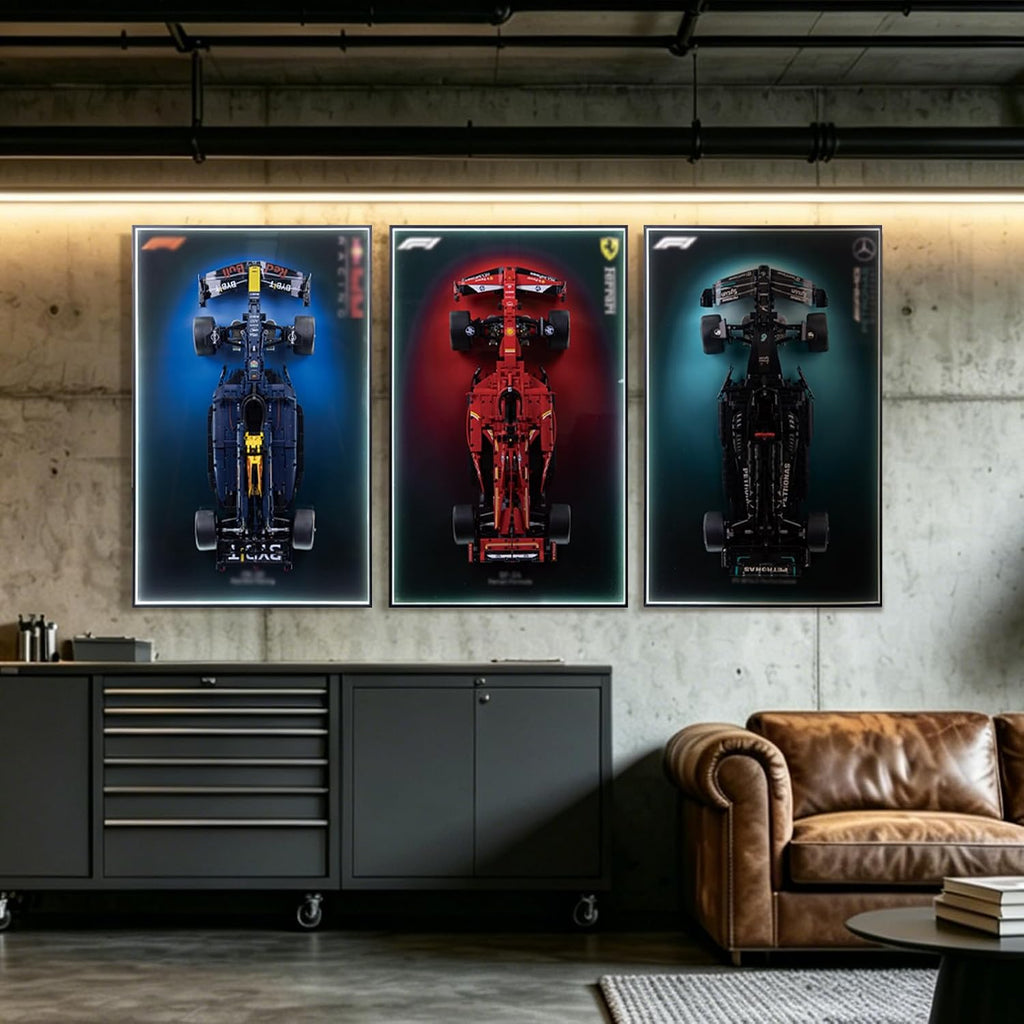 Display Wallboard for Lego Technic Ferrari SF-24 F1 Model Car 42207,Display Board with LED Lights,Adult Collectibles Wall Mount,Gift Idea, Home Decor(No Car Included)