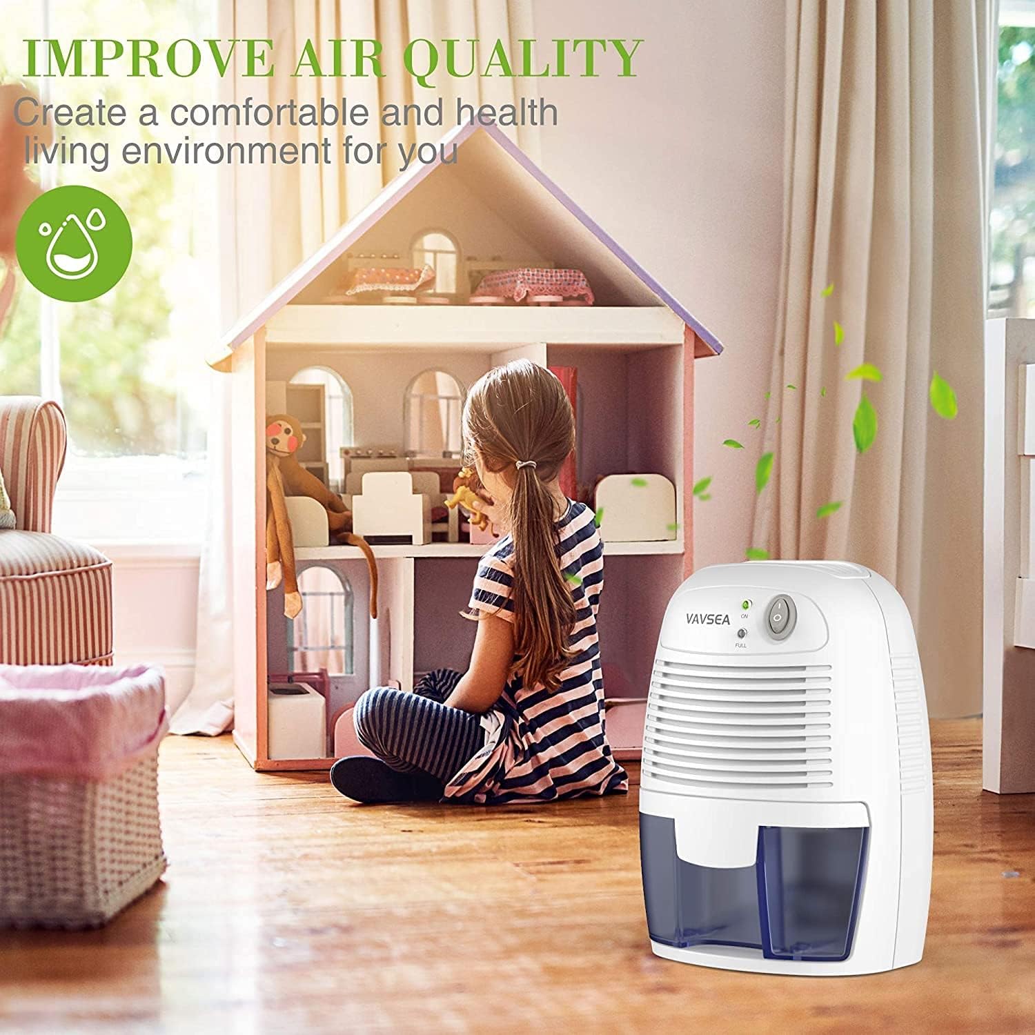 Dehumidifiers 500ml (17oz) Capacity, Compact and Portable Mini Air Dehumidifiers with Quiet and Auto-Off Function for Removing Moisture in Home, Kitchen, Bedroom, Bathroom, Wardrobe Mini Fan