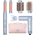 Hot Air Multi-Styler - 5 in 1 Professional Hair Wrap Styler Set with Air Curlers, Hair Dryer Brush, Straightener, Concentrator for Fast Drying Curling Straightening, Travel Case Included