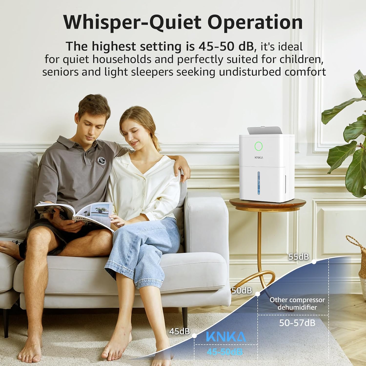 KNKA 1600 sq.ft Dehumidifier for Basement, 21 Pint Dehumidifiers for Home with Drain Hose, Continuous Drainage, Washable Filter, Intelligent Humidistat for Bedroom, Bathroom, Large Room