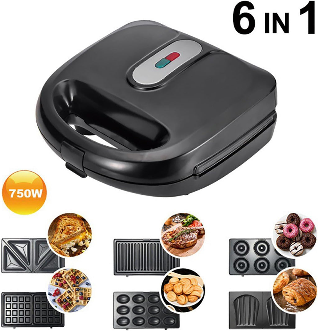 6 in 1 Indoor Grill, Panini Press Grill Sandwich Maker with Cool Touch Handle, Electric Contact Grill and Griddle with Removable Nonstick Grill Plates for Cheese Steak, Stainless Steel