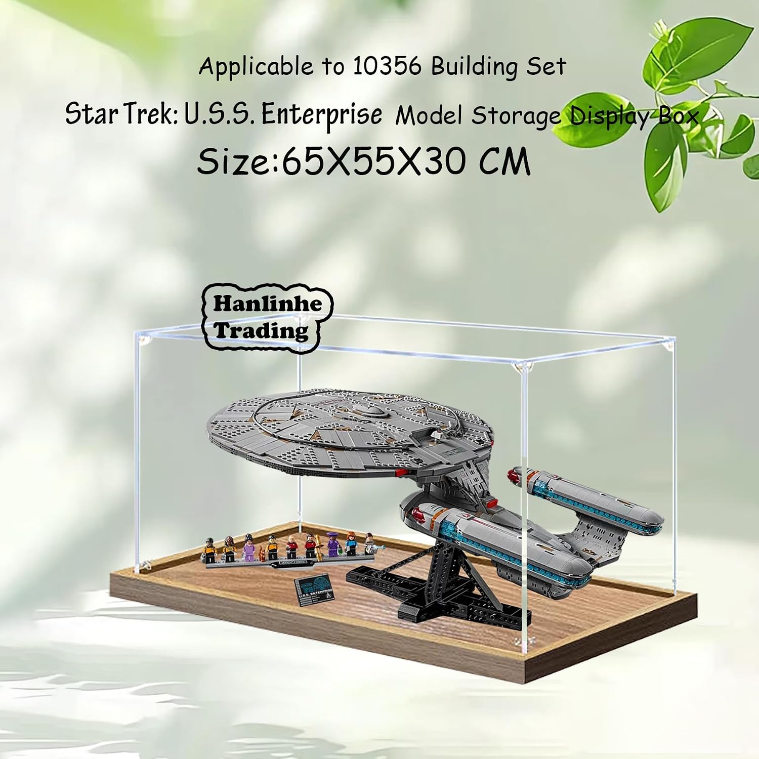 Acrylic Display Case for Lego 10356 Star Trek: Federation Starship Building Set– Dustproof Display Box & Showcase, Display Box Compatible with Lego 10356-Only Display case (2mm Wood Base)
