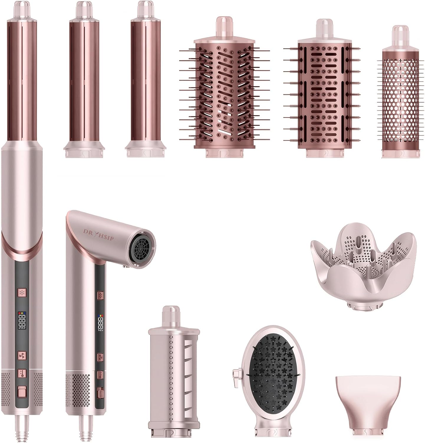 9 in 1 Wrap Air Hair Styler & Blow Dryer Brush - 110,000 RPM High-Speed, Foldable Ionic Hot Air Styler for Fast Drying, Volumizing & Curling, Multi-Styling Tool (Holiday Gifts for Women)