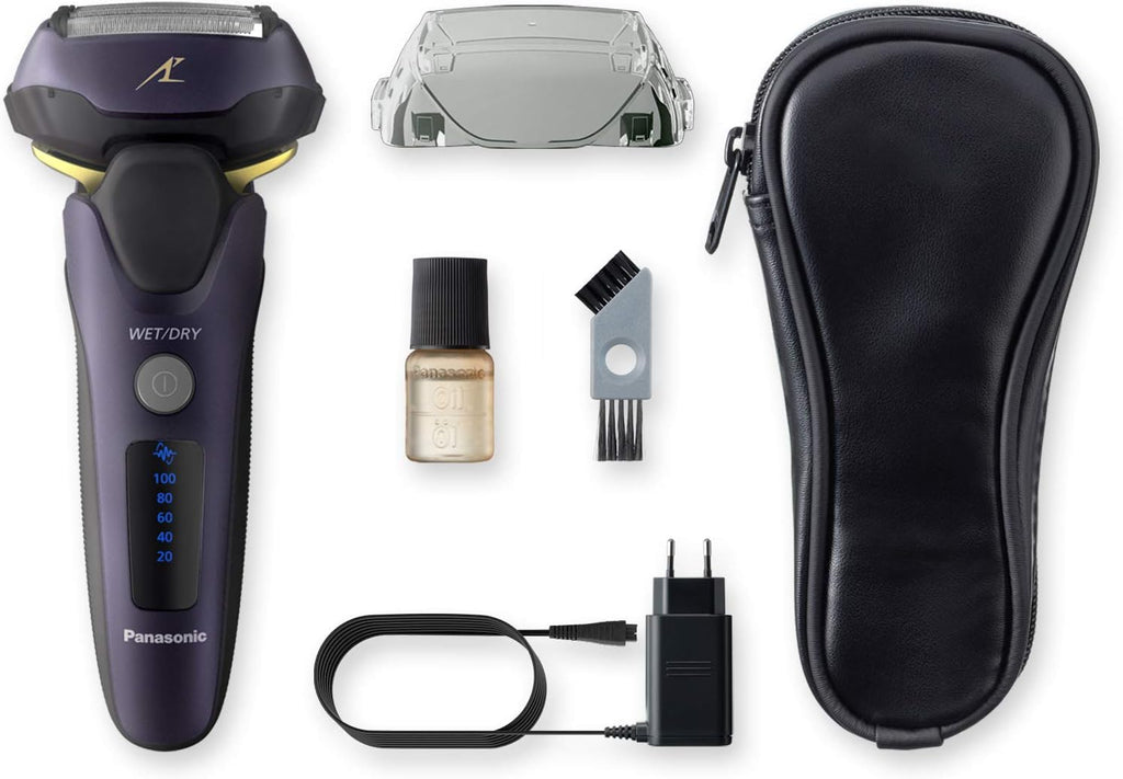 Panasonic ES-LV67-A803 Wet and Dry Shaver, 5 Shaving Heads with Linear Motor, Including Hair Trimmer, Navy Blue