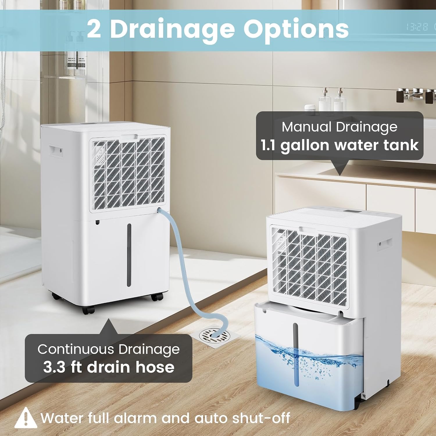 ARLIME 4500 Sq.Ft Dehumidifier for Home, 54 Pints Dehumidifier for Bathroom Bedroom Basement w/Drain Hose, 3 Modes, LED Display, 3-Color Indicator Light, 24H Timer, Child Lock & Auto Defrost