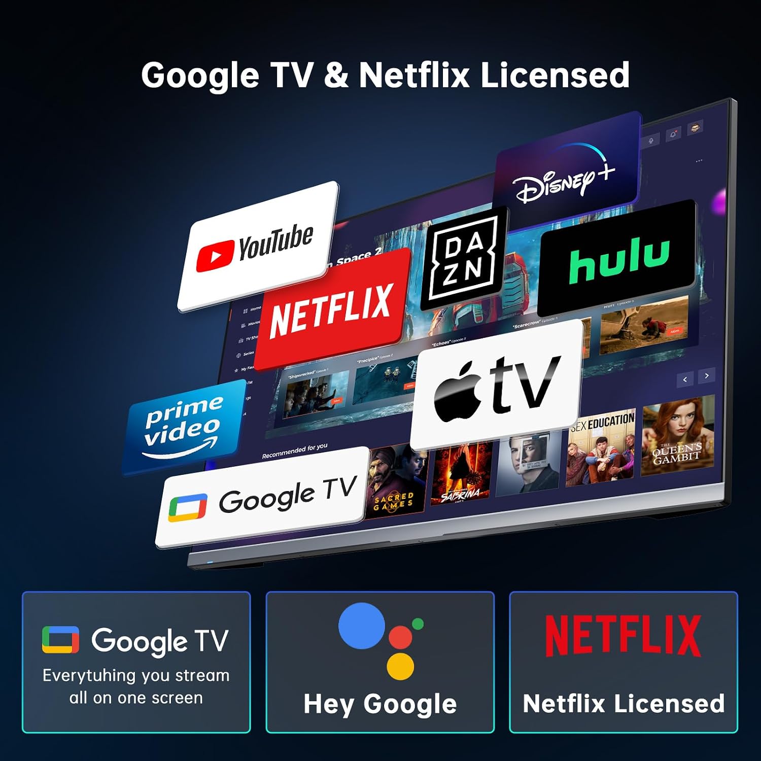KTC 32 Inch 4K Smart Monitor, Google System UHD (3840x 2160) Smart Monitor with Speakers, Netflix Licensed, Type-C 65W PD, WirelessDisplay, HDR, Bluetooth, Hey Google Voice Remot, VESA Support, A32Q8
