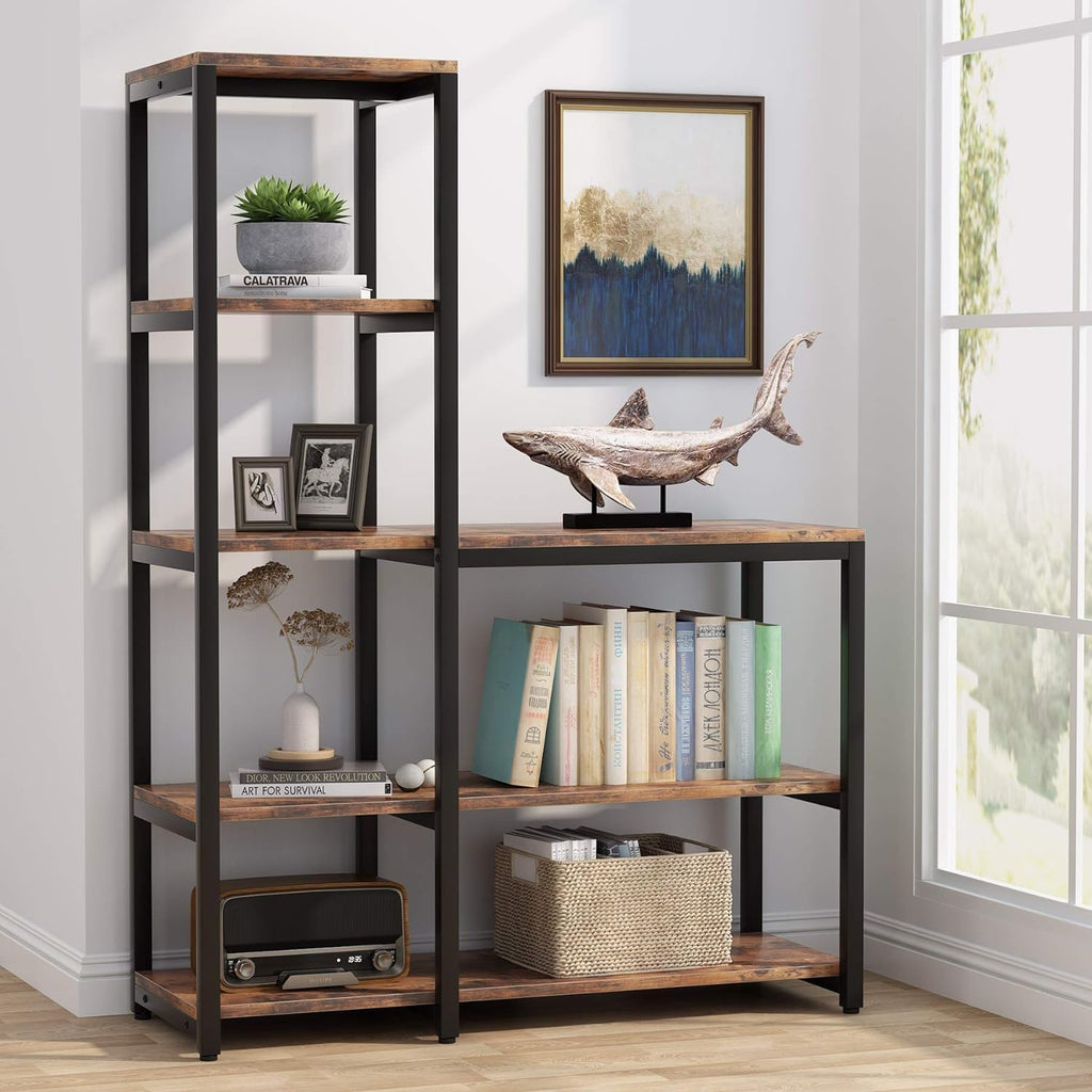 Tribesigns 5-Tier Bookshelf, Ladder Corner Bookshelves Etagere Bookcase, 8 Shelves Display Rack Storage Shelf for Living Room Home Office