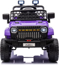 12V Ride On Car for Kids Electric Vehicle Toddlers Battery Powered Truck Car Toy with Remote Control, 4-Wheel Suspension, Battery Display, LED Lights, Music, for Boys Girls, Purple