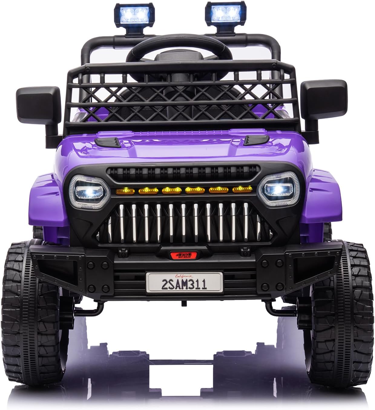 12V Ride On Car for Kids Electric Vehicle Toddlers Battery Powered Truck Car Toy with Remote Control, 4-Wheel Suspension, Battery Display, LED Lights, Music, for Boys Girls, Purple