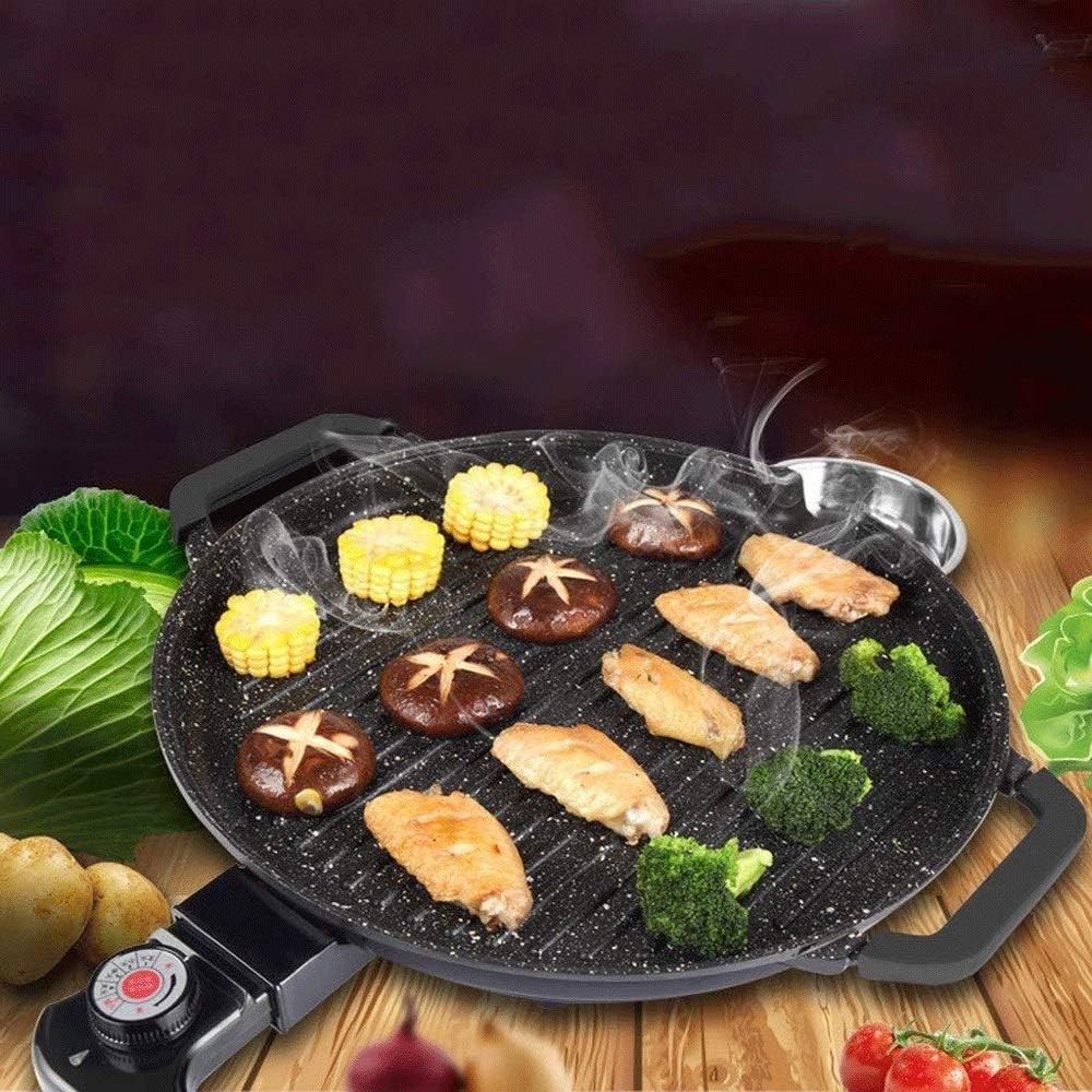 Barbecue Grill Round Pan Electric Baking Pan Smokeless and Non-stick Stone Barbecue Pan Non-stick Smokeless Indoor Grill Stovetop Plate