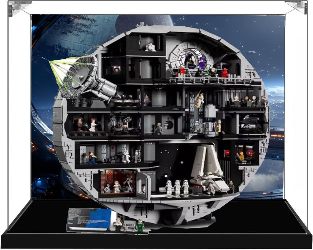 Transparent Acrylic Display Case for Lego 75419 Death Star Trooper, Clear Box, Storage Box, Dustproof Box (Model not Included) (Background Image B)