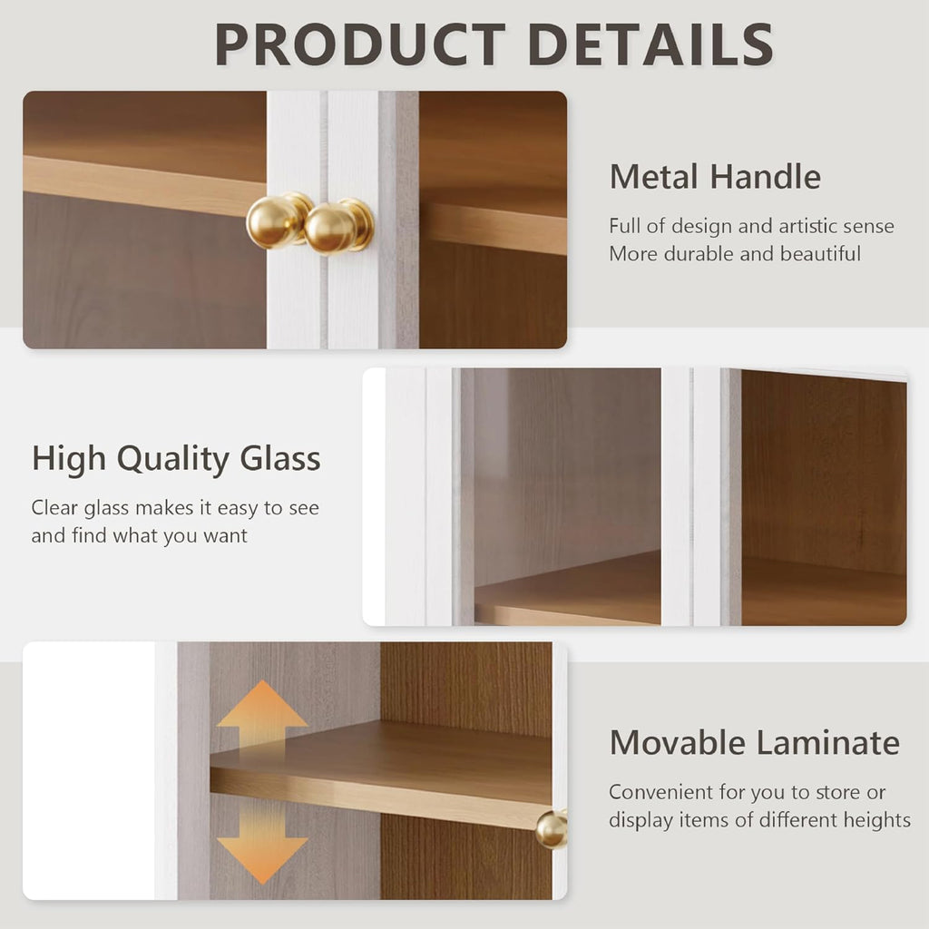 Furnaza Arched Wall Mounted Medicine Cabinets with Tempered Glass Doors,Bathroom Cabinet with Adjustable Shelf for Kitchen,Living Room