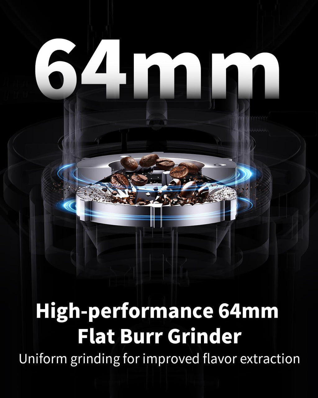 SHARDOR Professional 64mm Burr Coffee Grinder with 100 Grind Settings and All-Metal Chamber, Coffee Bean Grinder with Adjustable Electronic Timer and LED Display, Anti-Static,White