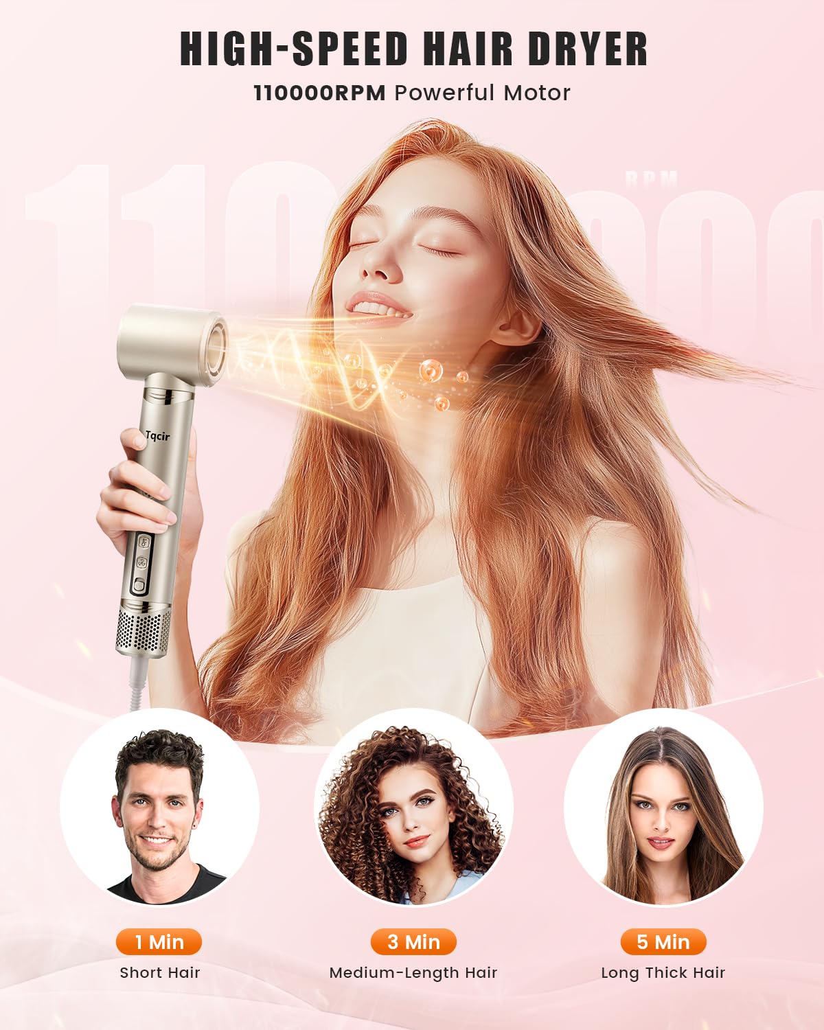 Tqcir 8-in-1 Professional Hot Air Styler&Hair Dryer Brush, Powerful Multi-Styler with Auto-Wrap Curler with Storage Case, Fast Drying Curling Straightening Volumizing Without Heat Damage