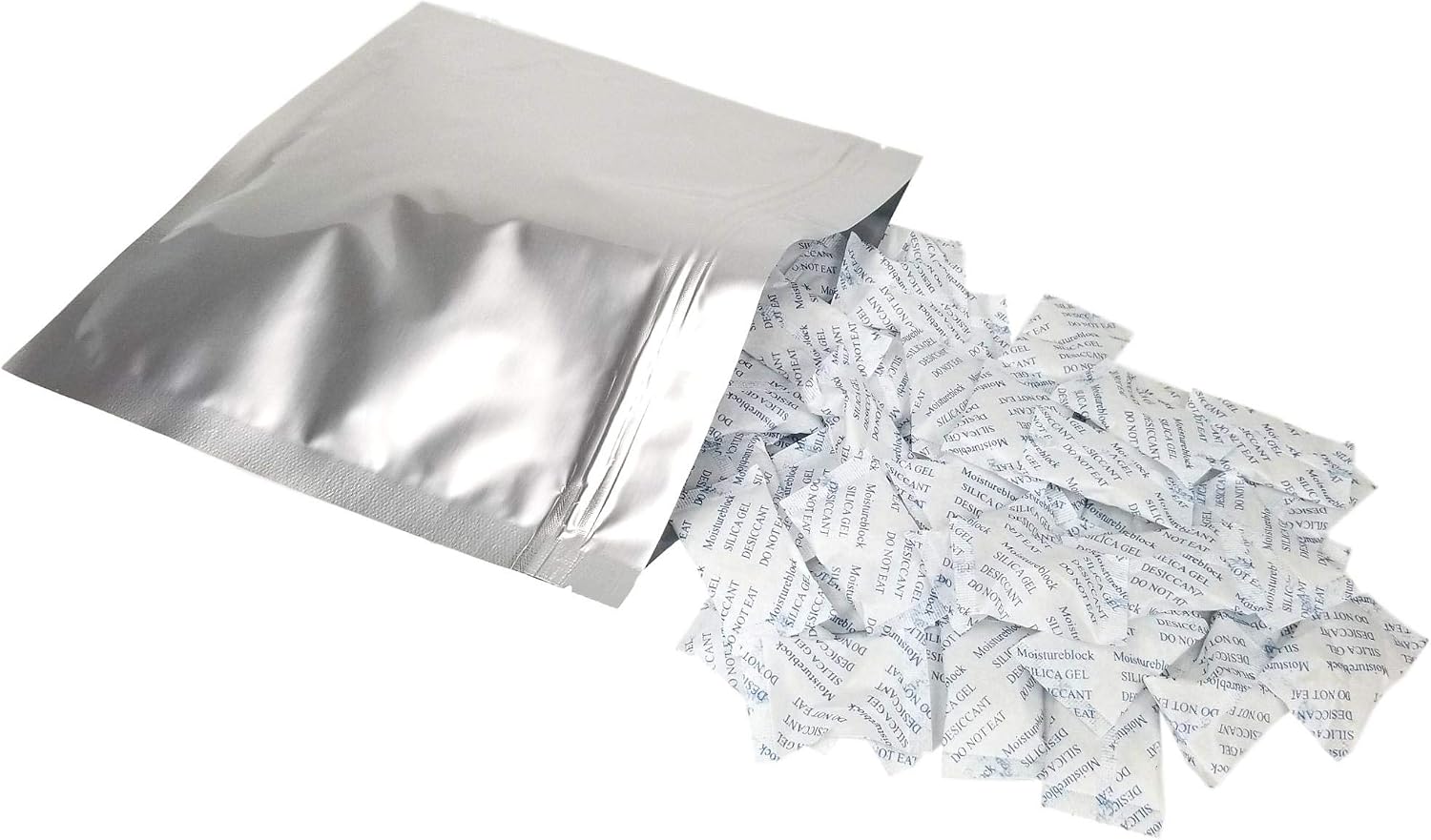 Silica Gel Desiccant 10 Gram - No Shelf-Life - Foil-Packed Moisture Absorbers Silica Bead Dehumidifiers Condensation Moisture Corrosion Rust Prevention for Food Storage Gun Safes Closets (1200)