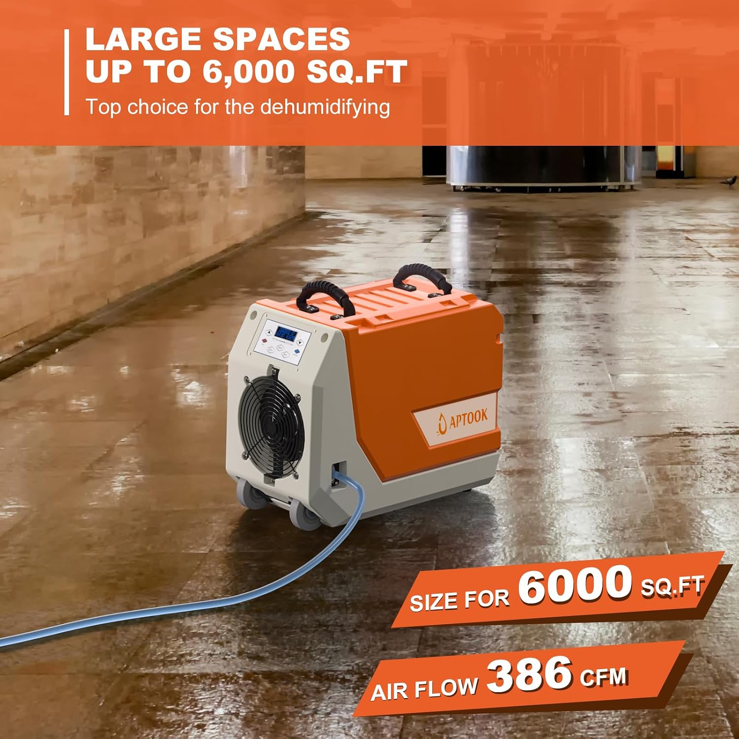 180 Pint Commercial Dehumidifier with Pump for Large Basements & Crawl Spaces, Continuous Drain Dehumidifier up to 6,000 Sq.Ft, Auto Defrost, Memory Restart, Digital Control, with Wheels