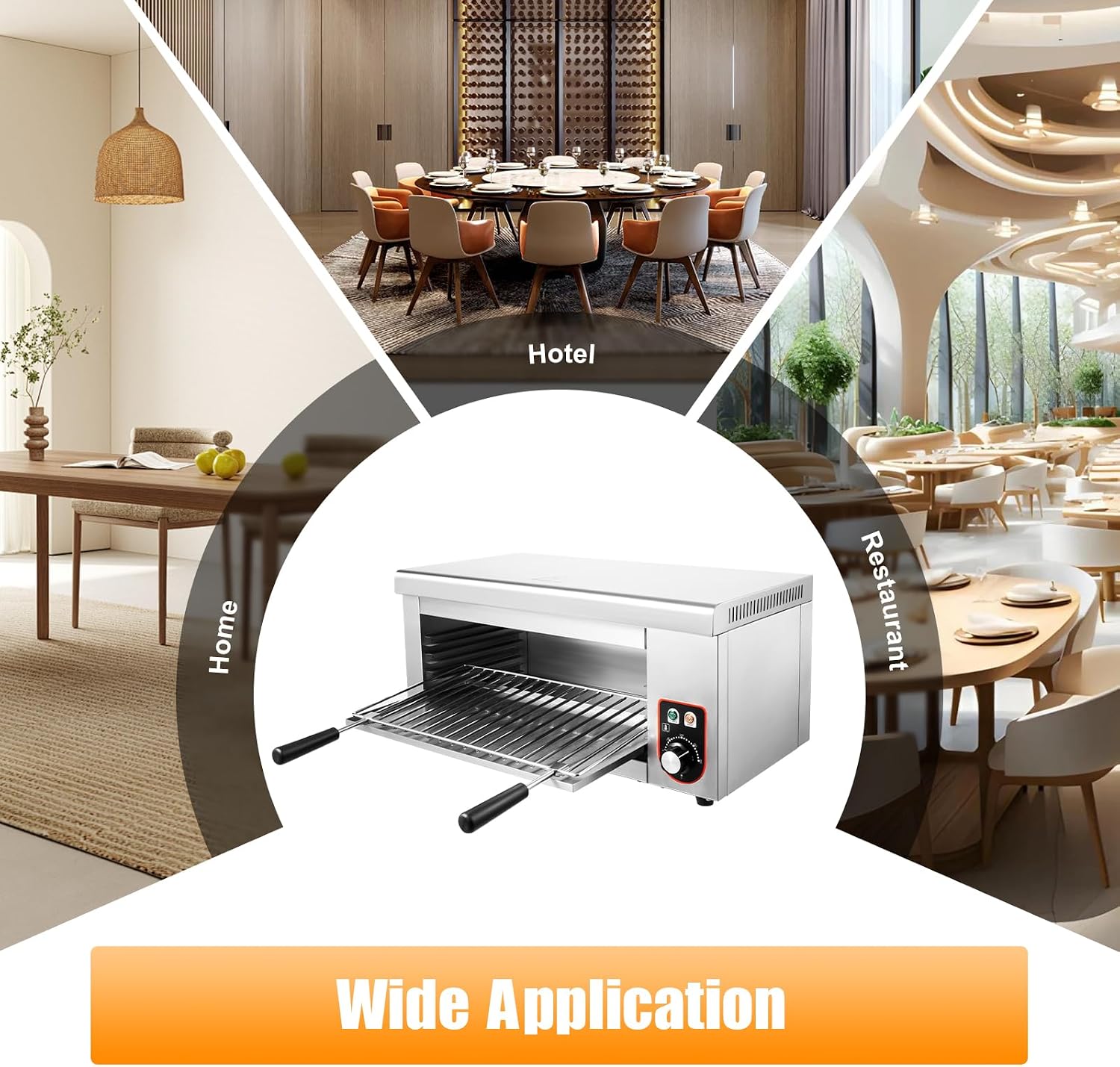 Commercial Cheese Melter Salamander Broiler, 1500W Electric Cheesemelter Heater Heating Grill, 120-570°F Rapid Heating Countertop Raclette Cheese Melting Oven