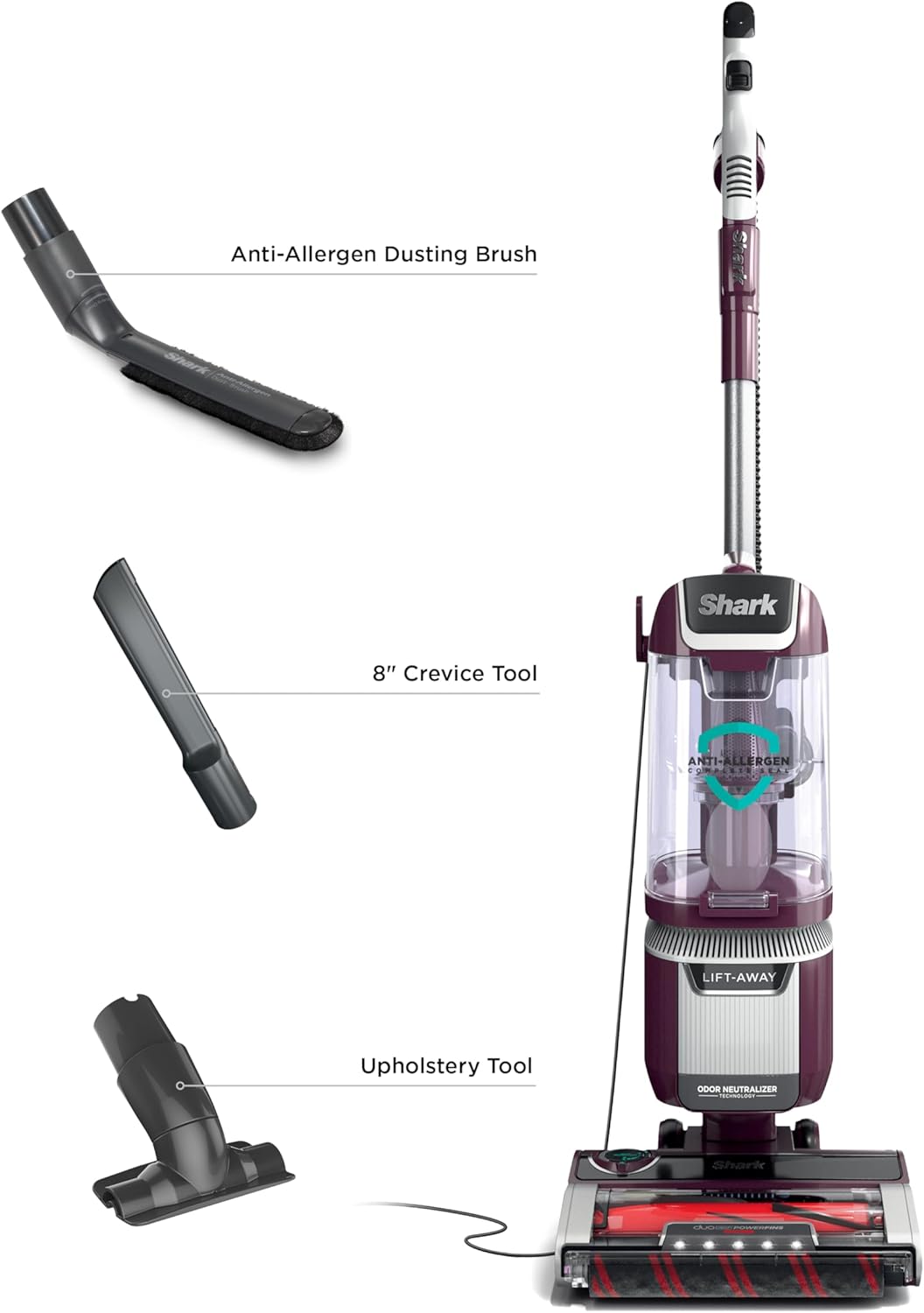 Shark LA702 Rotator Pet Lift-Away ADV Upright Vacuum with DuoClean PowerFins HairPro & Odor Neutralizer Technology, Wine Purple