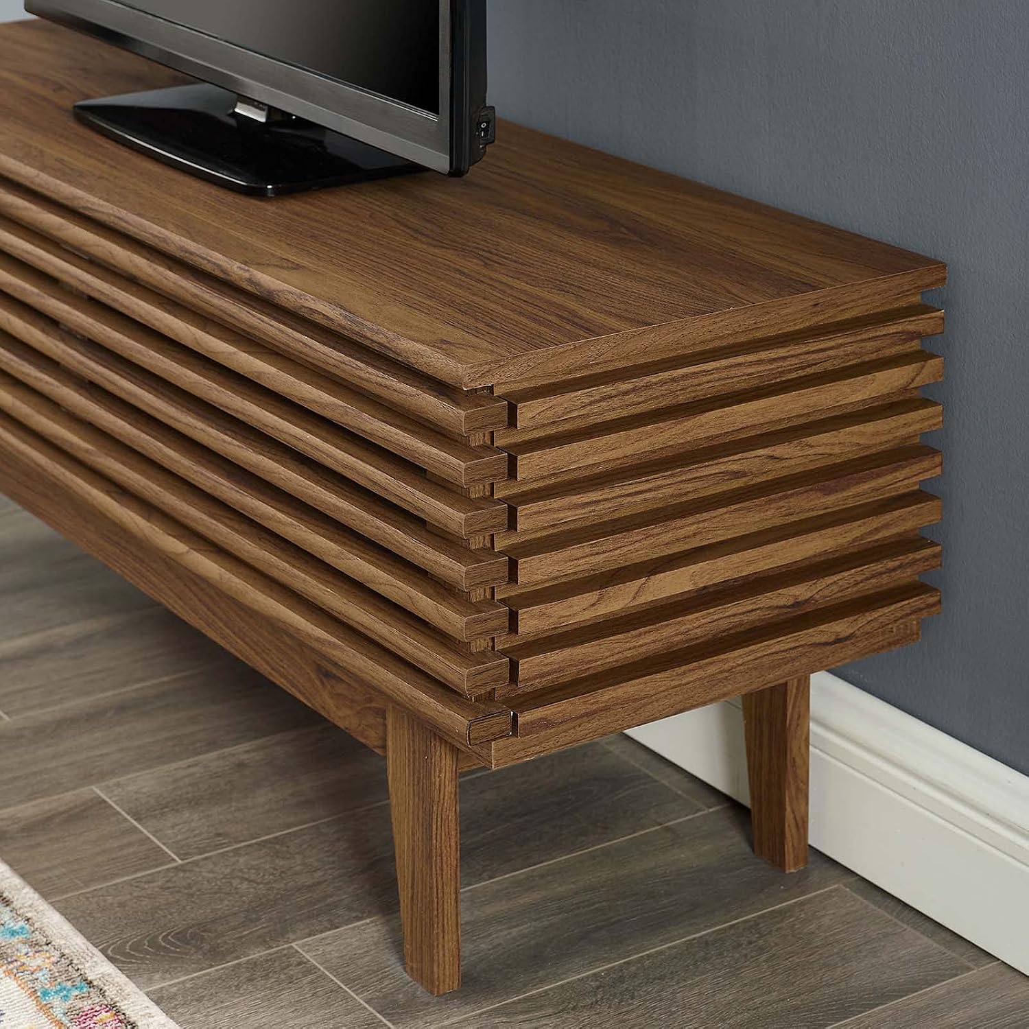 Modway Render 46' Mid-Century Modern Low Profile TV Stand in Walnut, 46 Inch