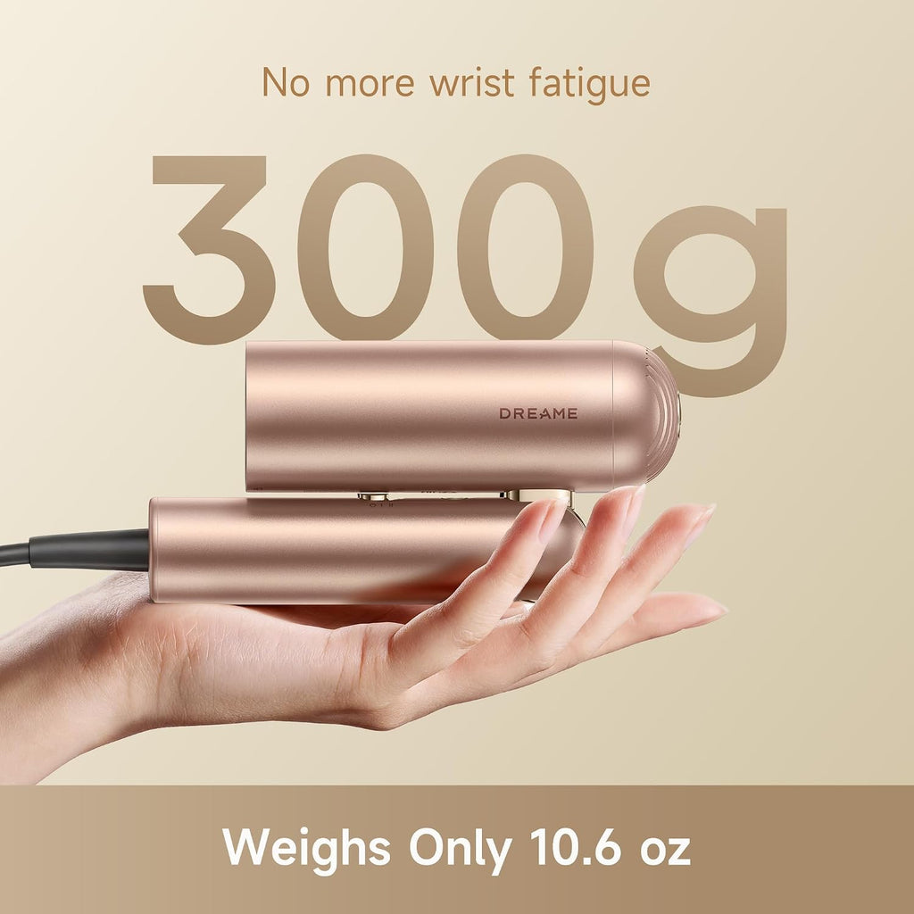 Dreame Pocket Pro Hair Dryer, Dual Voltage Travel Blow Dryer with Diffuser, 1300W Professional HighSpeed Ionic Hair Blower, Fast Drying, Low Noise, Lightweight, No Heat Damage, Global Travel 120V/240V