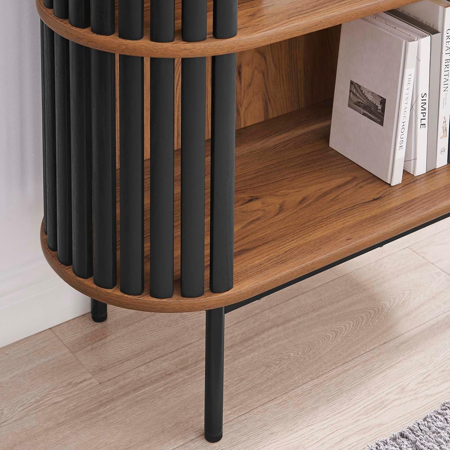 Modway EEI-6524-WAL-BLK Fortitude Three Tier Display Cabinet, Walnut Black
