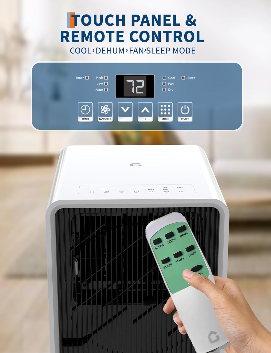 GarveeTech 14,000 BTU Drainage-free Portable Air Conditioner for Indoor Rooms, 3 in-1 AC Unit for Bedroom 225-300 Sq.Ft, Dehumidifier, Fan, Sleep Mode, 24 Timer, Remote Control, Window Kits, Black