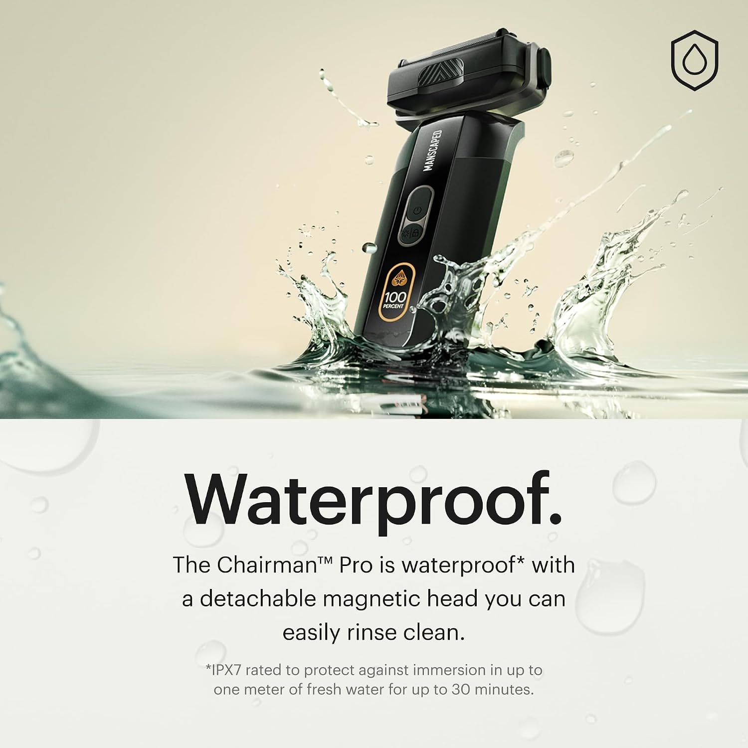 MANSCAPED® The Chairman™ PRO Men's Electric Foil Face Shaver - Two Interchangeable Blade Heads, SkinSafe® Four-Blade Foil & Stubble Trimmer, USB-C Wireless Compatible Charging, Gentle on Neck