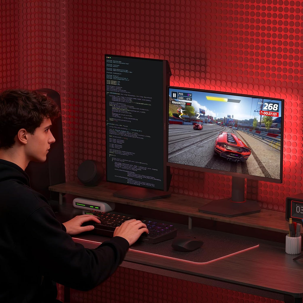 KOORUI 27 Inch 1440p Gaming Monitor 200Hz, 1ms, Fast IPS Screen, HDR400, 95% DCI-P3 Color Gamut, Height/Pivot/Tilt Adjustability, Adaptive Sync Technology, HDMI & DP Ports, 2K Monitor, Black, G2722P