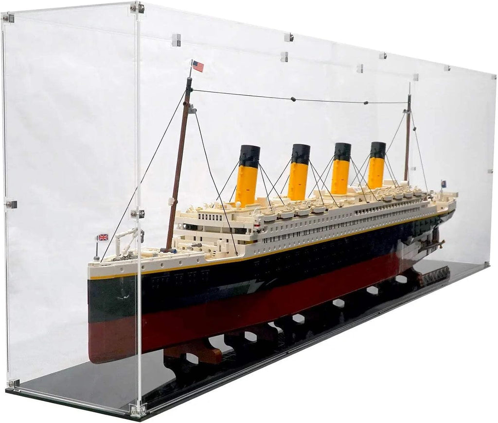 Display Case Compatible with Lego 10294 - Titanic -Acrylic Dustproof Showcase with Pre-Printed Background - Icebound Tranquility (Daytime) - Set Not Included