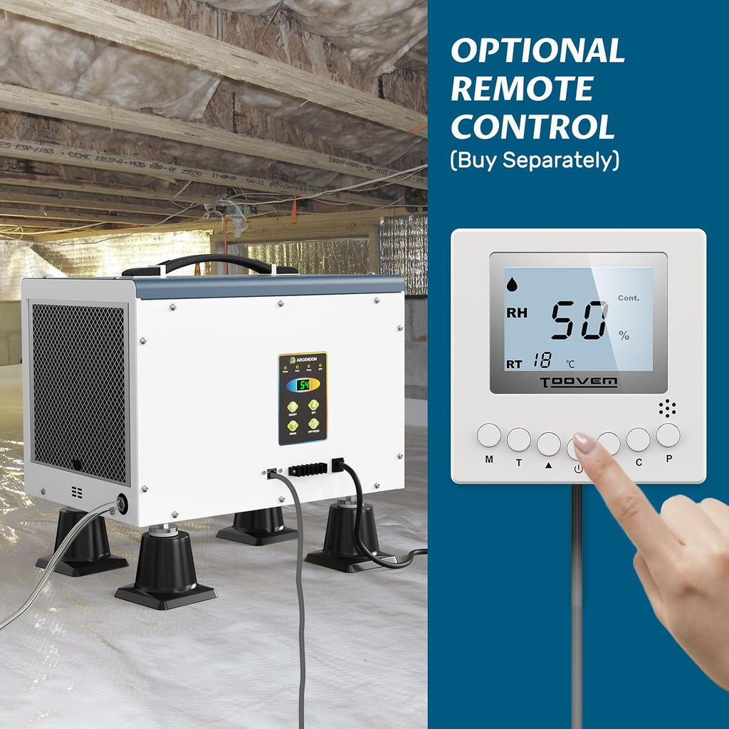 Argendon Commercial Dehumidifier with Pump for Crawlspace, Energy Star 120 Pints Basement Dehumidifier with Drain Hose for Large Space, Water Damage Unit, Ideal for Industrial and Job Sites