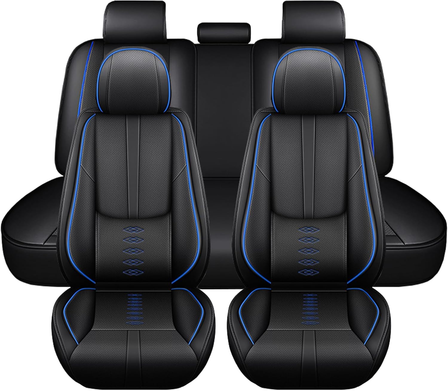 Leather Seat Covers for Lexus LS 460 2007-2017,Premium Car Seat Covers Full Set,Waterproof Car Seat Protectors with Airbag,Comfort Interior Cover Seats for Cars(Black+Blue)