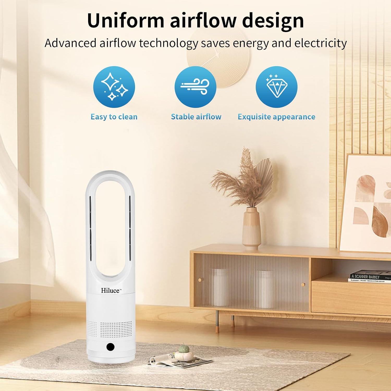 Hiluce All Season Bladeless Fan, 1400W Space Heater & 40W Tower Fan Combo with Remote,25dB Quiet Heater Fan Combo,90° Oscillation,8 Speeds, 9H Timer,Fast Safety Heat for Bedroom, Kitchen, Office 22'