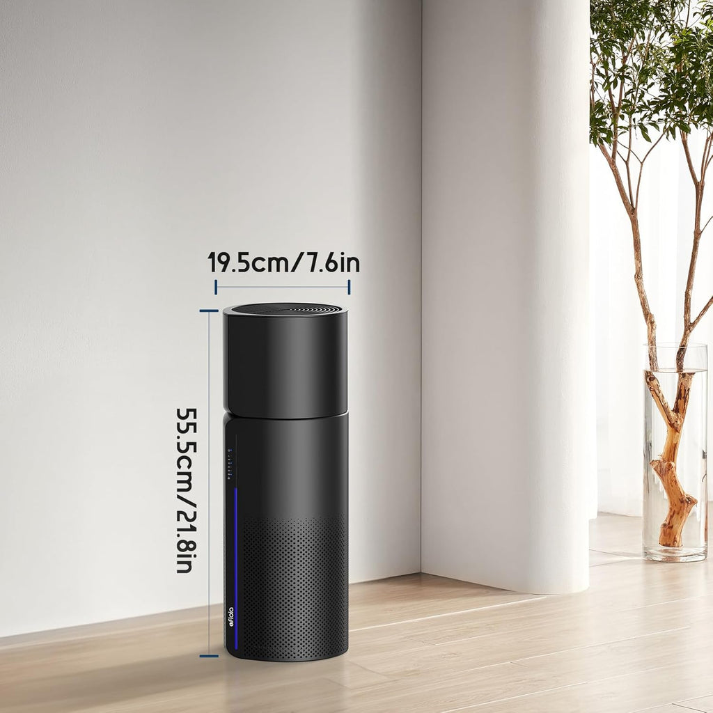 Afloia 2-in-1 Air Purifier and Humidifier Combo, Quiet 3-Stage Filtration for Pet Allergies & Smoke, Auto Shut-Off, 7-Color LED Light, Black