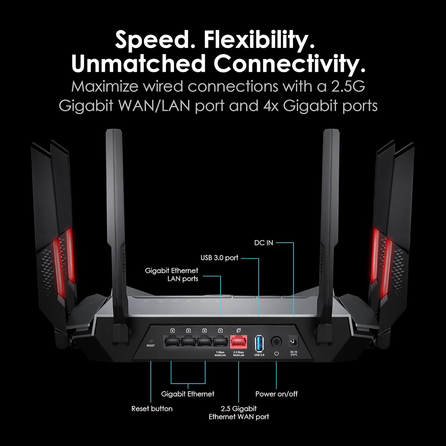 MSI Radix AXE6600 WiFi 6E Tri-Band Gaming Router, AI QoS, RGB, 1.8GHz Quad-Core Processor, MU-MIMO, Tri Band Gigabit Wireless, 8-Stream, High Speed Long Range Gaming Router